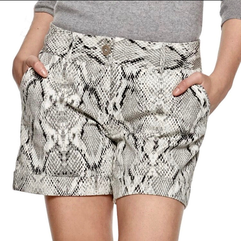 APT. 9 Torie Snakeskin Midrise Roll Cuff Shorts